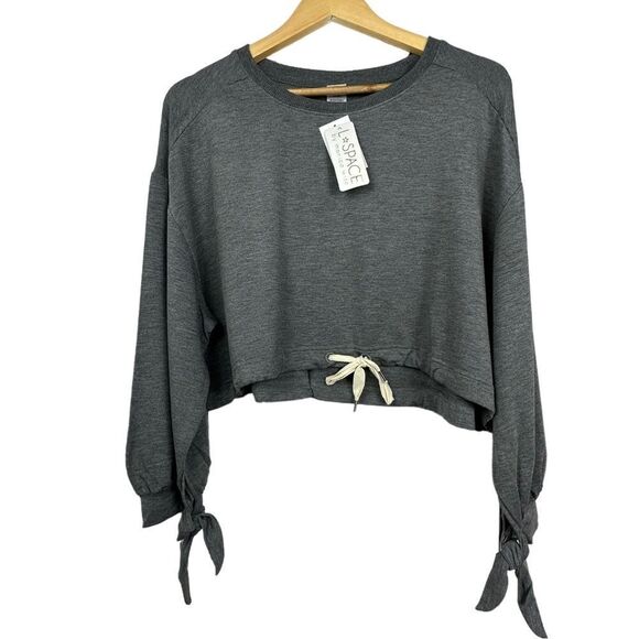 L*Space Revolve My Girl Pullover Cropped Gray Sweatshirt Top NWT S - Picture 5 of 10